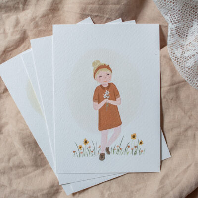 Ansichtkaart 'Meisje met bloemetjes'