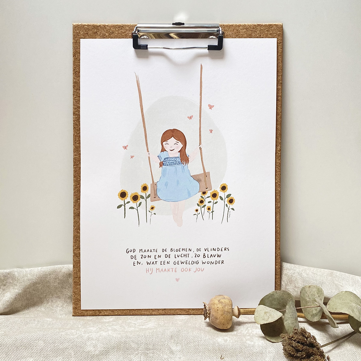 Poster A4 "Meisje op schommel"