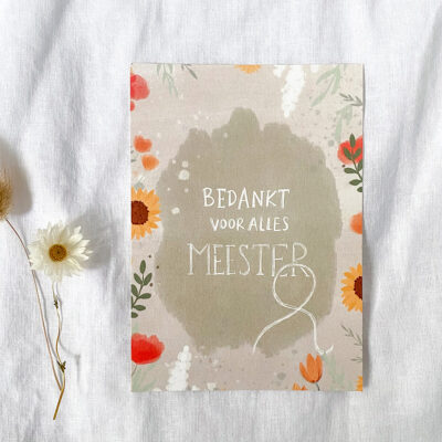 Ansichtkaart "Bedankt meester!"