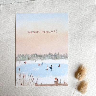 Decemberkaart "Schaatsen"