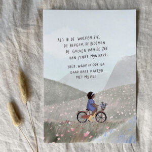 Poster A4 "Meisje op de fiets"